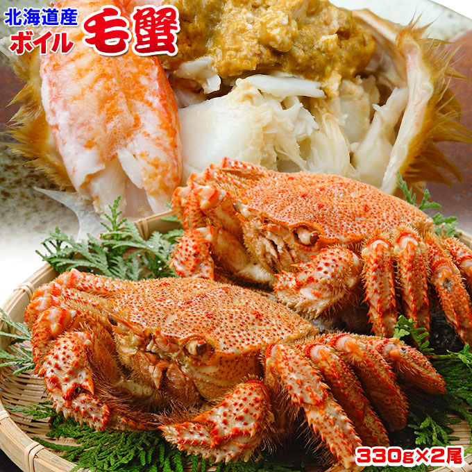 ≪送料無料≫【北海道産 ボイル毛蟹 500g×2尾】濃厚なカニ味噌が  