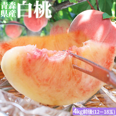 青森県産　桃　送料無料【青森県産白桃 秀4kg前後】秀品（10～18玉）敬老の日 秋分の日[※常温便][※同梱不可][※同一規格は2箱まで同梱可]