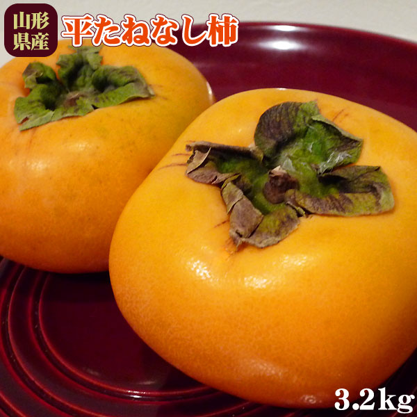 庄内柿 送料無料 種無し柿 山形県産 【庄内平たねなし柿 3.2kg（14～18玉）】[※産地直送のため同梱不可][※常温便]