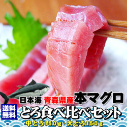 送料無料 青森県産 本マグロ 中トロ 大トロセット 中トロ150g 大トロ150g 冷凍便 産地直送 かめあし商店