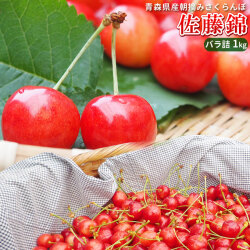 さくらんぼ 送料無料 ご家庭用【青森県産 さくらんぼ 佐藤錦 バラ詰め1kg M-2L】サイズ混合 [※産地直送のため同梱不可][※冷蔵便]