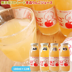 青森 りんごランド【ストレートりんごジュース12本】完熟葉とらずりんごを搾っただけ！果汁100％りんごそのままの味が楽しめます[※産地直送のため同梱不可]