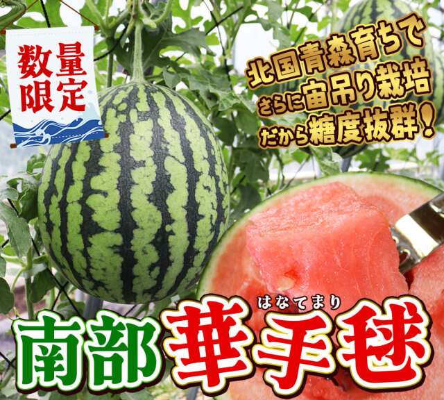 小玉スイカ 送料無料 【青森県産 小玉すいか 南部華手毬 2玉】 食べ
