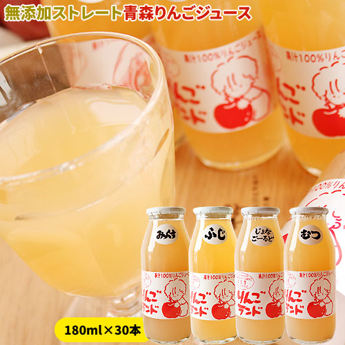 青森 りんごランド【ストレートりんごジュース30本】完熟葉とらずりんごを搾っただけ！果汁100％りんごそのままの味が楽しめます[※産地直送のため同梱不可]