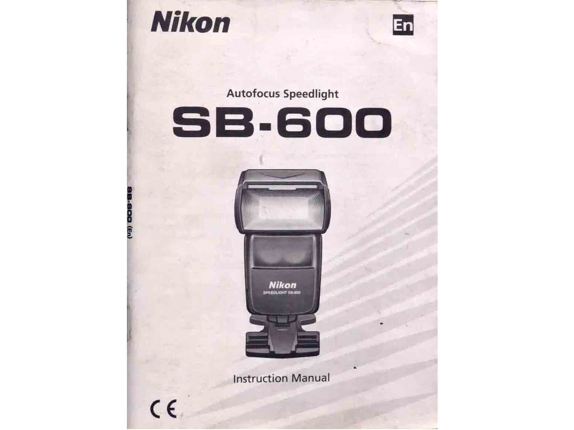 ニコン　スピードライト　SB-６００　英文取り説・使用書
