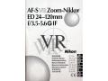 ニコン　AF-S VR 　ED 24-120GIF　取り説・使用書
