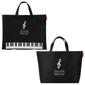 Piano line　ボタンで２Wayトートバッグ お取り寄せ商品 引き出物 記念品 音楽雑貨 音符 ピアノモチーフ ト音記号 ピアノ雑貨