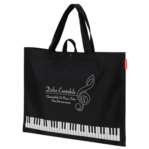 Piano line マチなし横型トート(ドルチェ・カンタービレ)♪　※お取り寄せ商品 引き出物 記念品  【音楽雑貨 音符・ピアノモチーフ】ト音記号 ピアノ雑貨ｃ