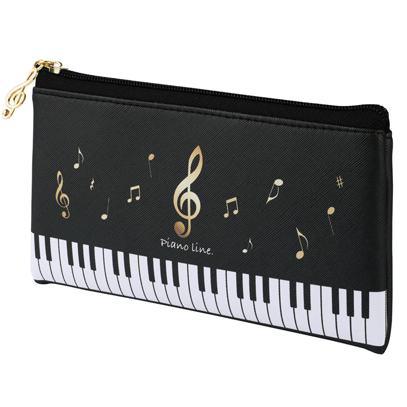 Piano line フラットペンポーチ♪　※お取り寄せ商品 引き出物 記念品  【音楽雑貨 音符・ピアノモチーフ】ト音記号 ピアノ雑貨ｃ