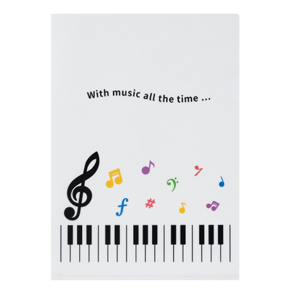 Piano line クリアファイル カラフル音符 ※お取り寄せ商品 引き出物 記念品 音楽雑貨 音符 ピアノモチーフ ト音記号 ピアノ雑貨