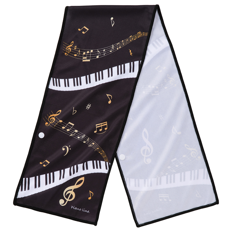 Piano line クールタオル お取り寄せ商品 引き出物 記念品 音楽雑貨 音符 ピアノモチーフ ト音記号 ピアノ雑貨