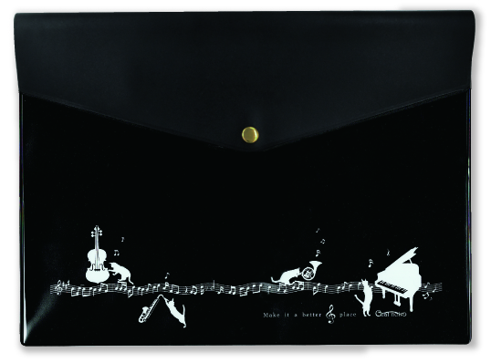 A4フラットケース(マチ無)♪　※お取り寄せ商品 引き出物 記念品 音楽雑貨 音符 ピアノモチーフ ト音記号 ピアノ雑貨