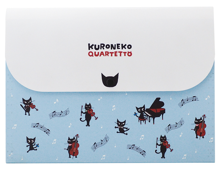 5ポケットフォルダー　クロネコカルテット♪　※お取り寄せ商品 引き出物 記念品 音楽雑貨 音符 ピアノモチーフ ト音記号 ピアノ雑貨