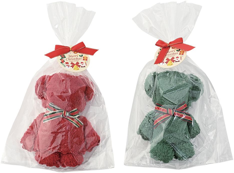 クリスマス　ふんわりベアタオルハンカチ♪　※お取り寄せ商品 引き出物 記念品 音楽雑貨 音符 ピアノモチーフ ト音記号 ピアノ雑貨