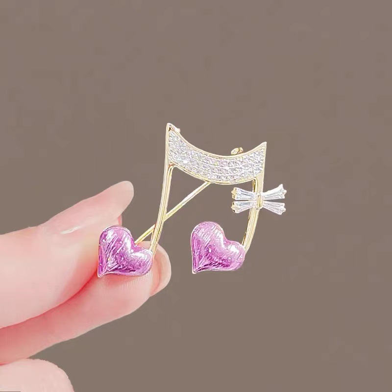 ハート音符 ブローチ  cantabile ピアノ教室発表会記念品 音楽雑貨 吉澤 セトクラフト お取り寄せ商品 引き出物 記念品 音楽雑貨 音符 ピアノモチーフ ト音記号 ピアノ雑貨