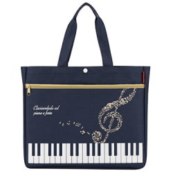 Piano line ハミングポケット付きレッスンバッグ お取り寄せ商品 引き出物 記念品 音楽雑貨 音符 ピアノモチーフ ト音記号 ピアノ雑貨 ピアノ教室発表会記念品