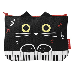 Piano line アーチポーチ ねこ お取り寄せ商品 引き出物 記念品 音楽雑貨 音符 ピアノモチーフ ト音記号 ピアノ雑貨 コンクールドレス ねこグッズ