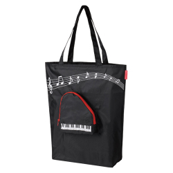 Piano line 収納付きエコバッグ♪　※お取り寄せ商品 引き出物 記念品  【音楽雑貨 音符・ピアノモチーフ】ト音記号 ピアノ雑貨ｃ