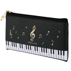 Piano line フラットペンポーチ♪　※お取り寄せ商品 引き出物 記念品  【音楽雑貨 音符・ピアノモチーフ】ト音記号 ピアノ雑貨ｃ