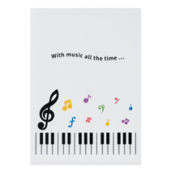 Piano line クリアファイル カラフル音符 ※お取り寄せ商品 引き出物 記念品 音楽雑貨 音符 ピアノモチーフ ト音記号 ピアノ雑貨