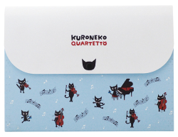 5ポケットフォルダー　クロネコカルテット♪　※お取り寄せ商品 引き出物 記念品 音楽雑貨 音符 ピアノモチーフ ト音記号 ピアノ雑貨