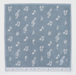 ウォッシュタオル Silver Notes お取り寄せ商品 引き出物 記念品  【音楽雑貨 音符・ピアノモチーフ】ト音記号 ピアノ雑貨ｃ