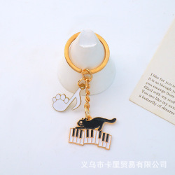 キーホルダー キャットミュージック  cantabile ピアノ教室発表会記念品 音楽雑貨 吉澤 セトクラフト お取り寄せ商品 引き出物 記念品 音楽雑貨 音符 ピアノモチーフ ト音記号 ピアノ雑貨