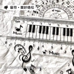 三角定規 分度器 定規 4点セット 記念品 音楽雑貨 音符 ピアノモチーフ ト音記号 ピアノ雑貨