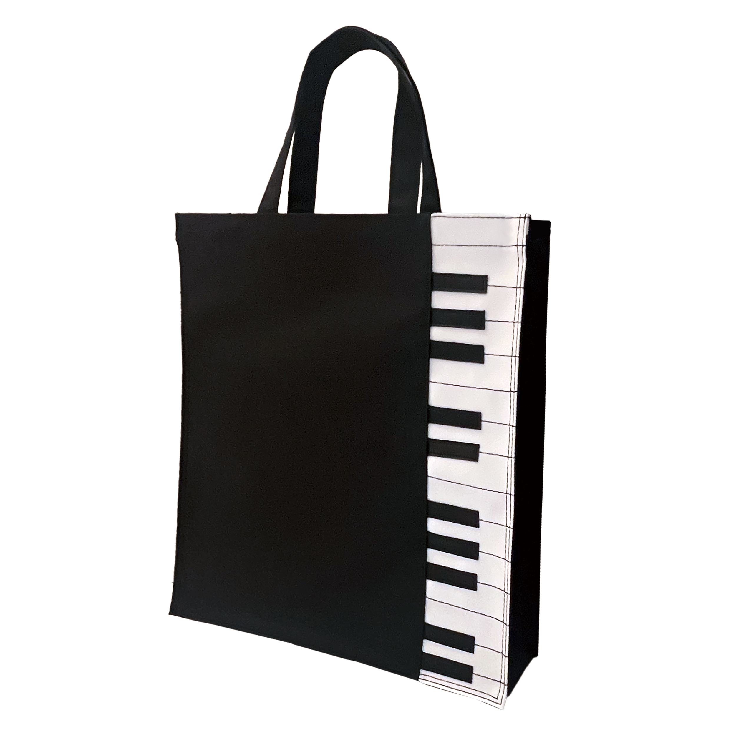 ピアノ鍵盤柄 トートバッグ お取り寄せ商品 引き出物 記念品 音楽雑貨 音符 ピアノモチーフ ト音記号 ピアノ雑貨