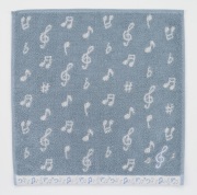 ウォッシュタオル Silver Notes お取り寄せ商品 引き出物 記念品  【音楽雑貨 音符・ピアノモチーフ】ト音記号 ピアノ雑貨ｃ