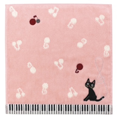 ドレミジーンタオルハンカチ お取り寄せ商品 音楽雑貨 音符 ピアノモチーフ ト音記号 ピアノ雑貨 ねこグッズ ノアファミリー