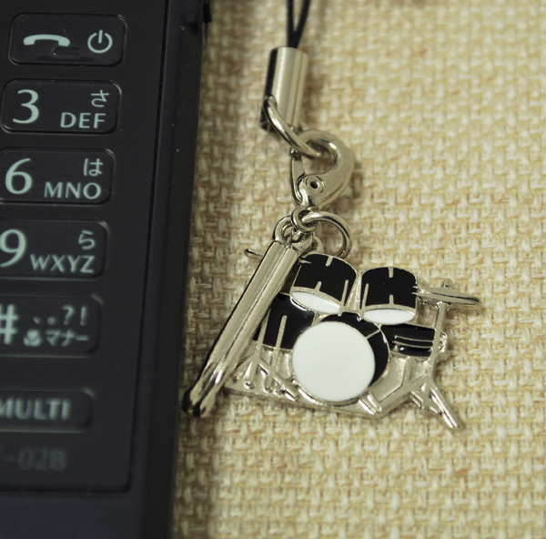 ドラム２タム レッド 携帯ストラップ 打楽器 携帯ストラップ 音楽雑貨 ブラスバンド ジャズ コンサート