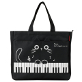 Piano line ファスナー付き横型トート（ねこ）♪　※お取り寄せ商品 引き出物 記念品  【音楽雑貨 音符・ピアノモチーフ】ト音記号 ピアノ雑貨ｃ