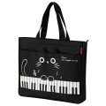Piano line ファスナー付き横型トート ねこ お取り寄せ商品 引き出物 記念品 音楽雑貨 音符 ピアノモチーフ ト音記号 ピアノ雑貨
