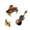 べっ甲風ブローチ  お取り寄せ商品 引き出物 記念品  音楽雑貨 音符・ピアノモチーフト音記号 ピアノ雑貨