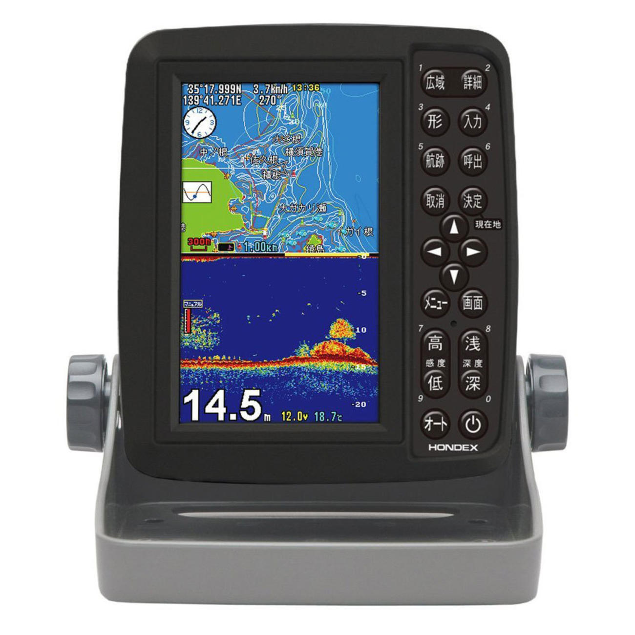 5型ワイドカラー液晶ポータブルGPS内蔵プロッター魚探-3