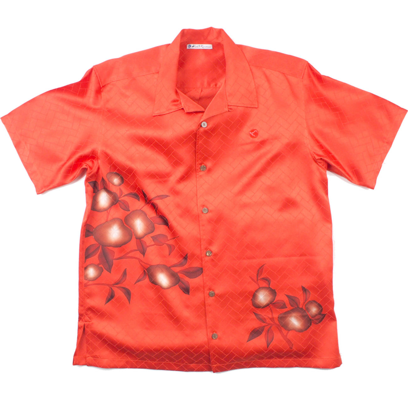 大きいサイズの和柄アロハシャツ  KAKI M-3