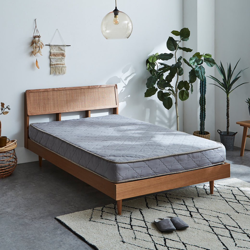 ビレ ラタンベッド すのこベッド セミダブル 厚さ15cmポケットコイル