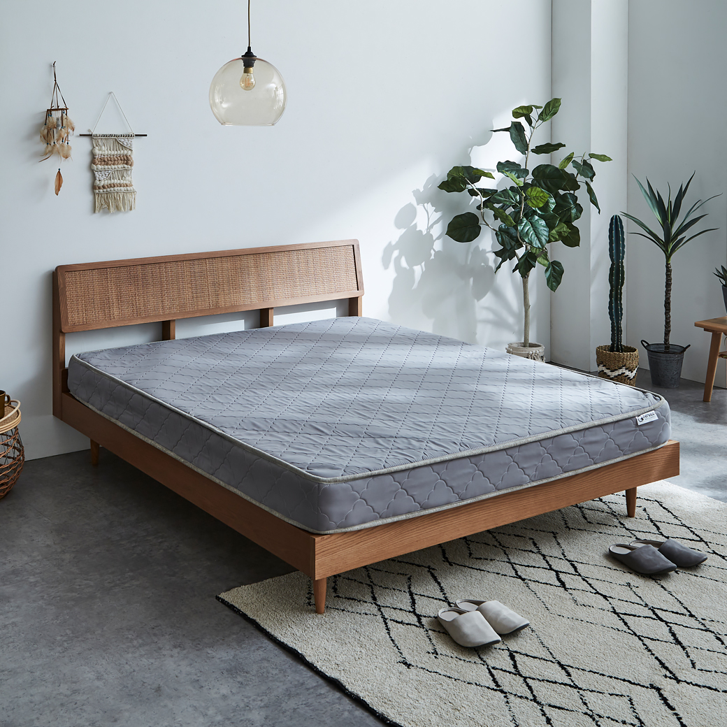 ビレ ラタンベッド すのこベッド クイーン 厚さ15cmポケットコイル