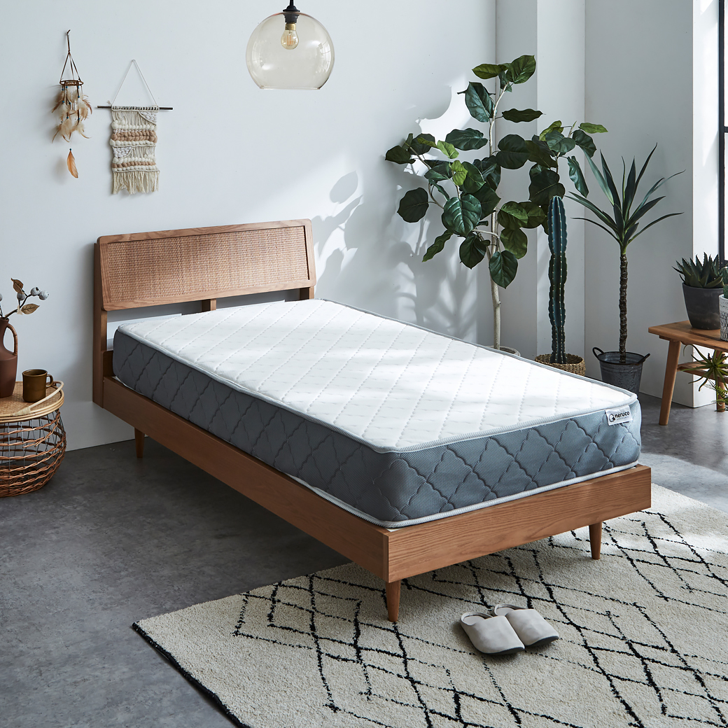 ビレ ラタンベッド すのこベッド シングル 厚さ20cmポケットコイル