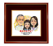 【還暦祝い】似顔絵＜朱色色紙額＞ほがらかタッチ【似顔絵１名】