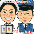 【退職祝い】笑顔絵 額入り F6キャンバスボード【似顔絵人数：１人】