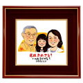 【還暦祝い】似顔絵＜朱色色紙額＞やわらかタッチ【似顔絵１名】
