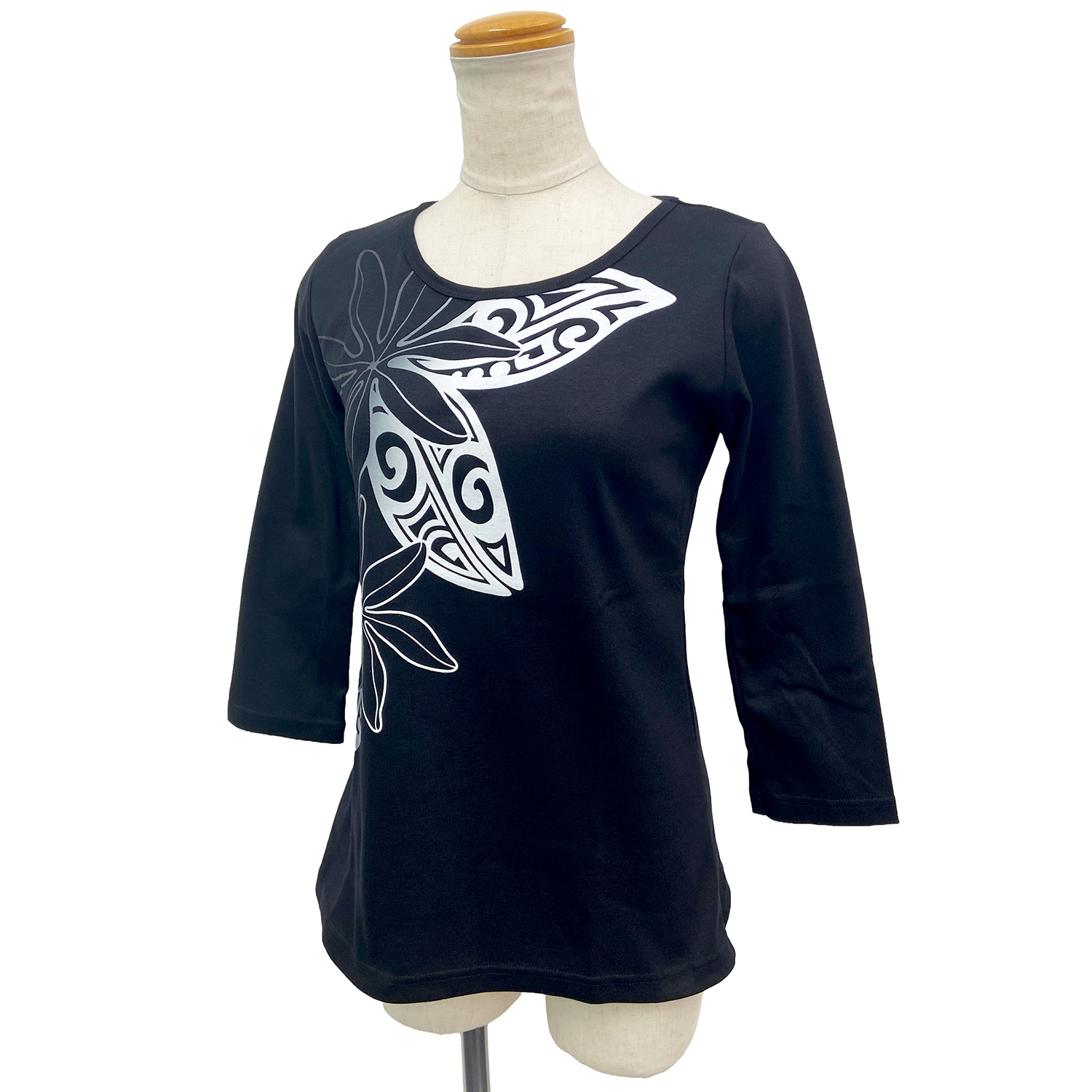 PUKANA 七分袖 ストレッチTシャツ ティアレカヒコ ブラック