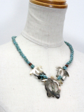 ３連ハワイアンシェルネックレス ホヌ ターコイズ