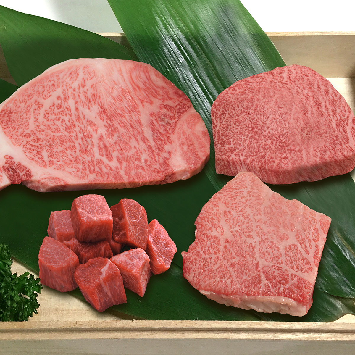 松阪牛サーロインステーキ食べ比べA （トモサン+モモ+角切り）4点セット