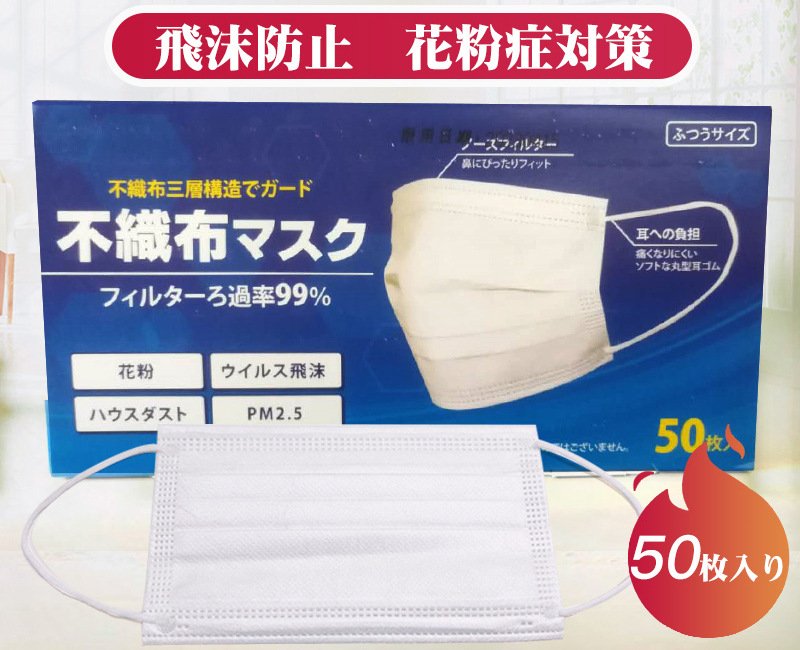 【在庫あり】使い捨てマスク 白色 50枚×4箱　合計200枚　普通サイズ　国内から出荷　送料無料