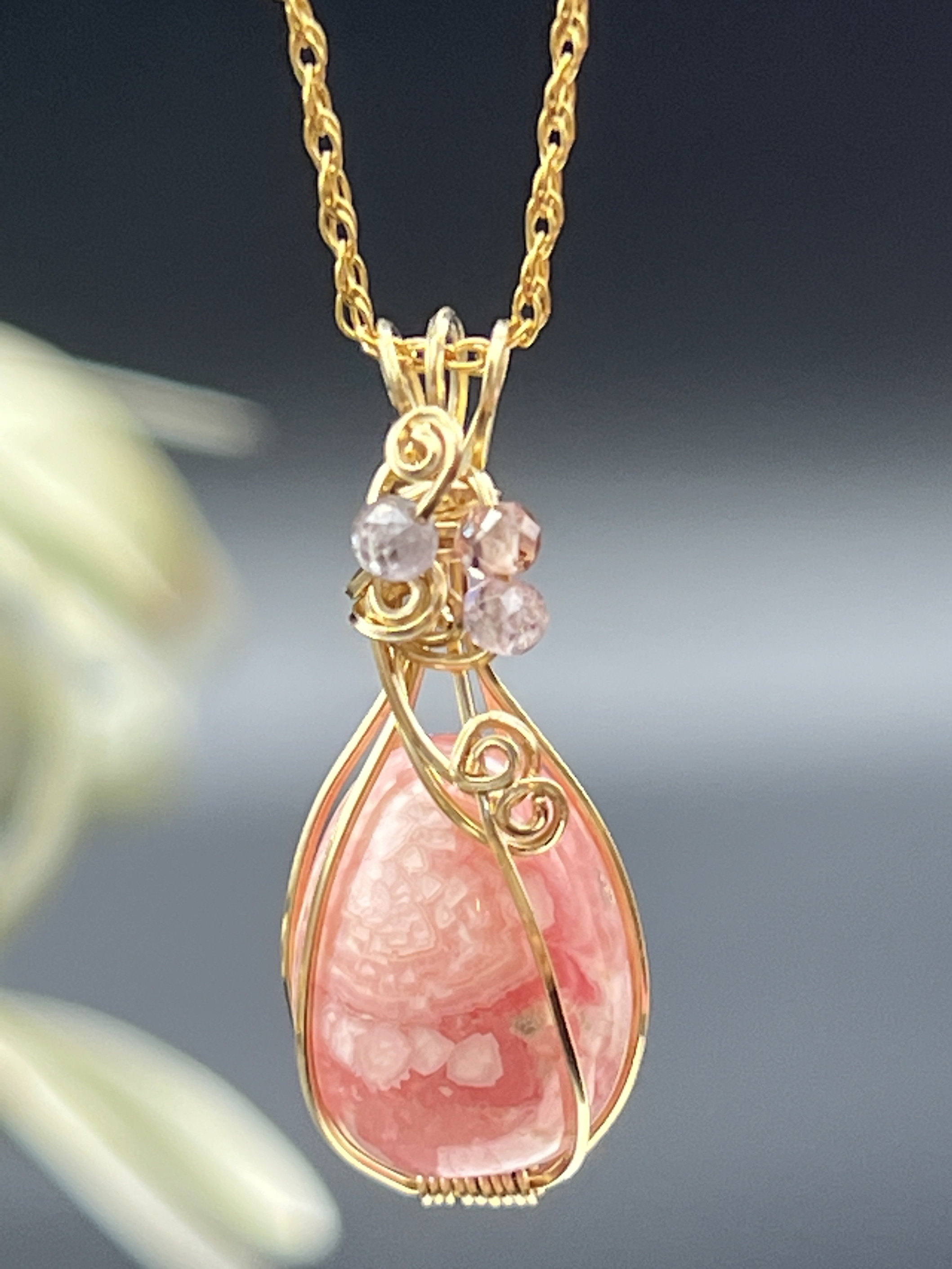 【terra&gaia】インカローズ・エッグ・ペンダントトップ TAG041