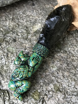 メキシコ産オブシディアン＆ターコイズ・マヤ文明ソード（ワンド） OBS018