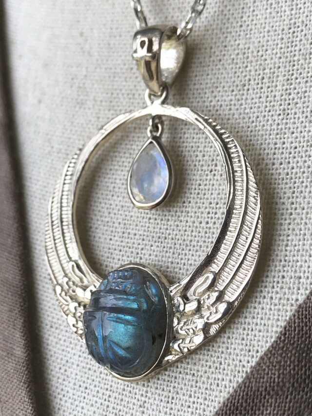 専用】純銀K14gfレインボームーンストーン&ラブラドライトペンダントT